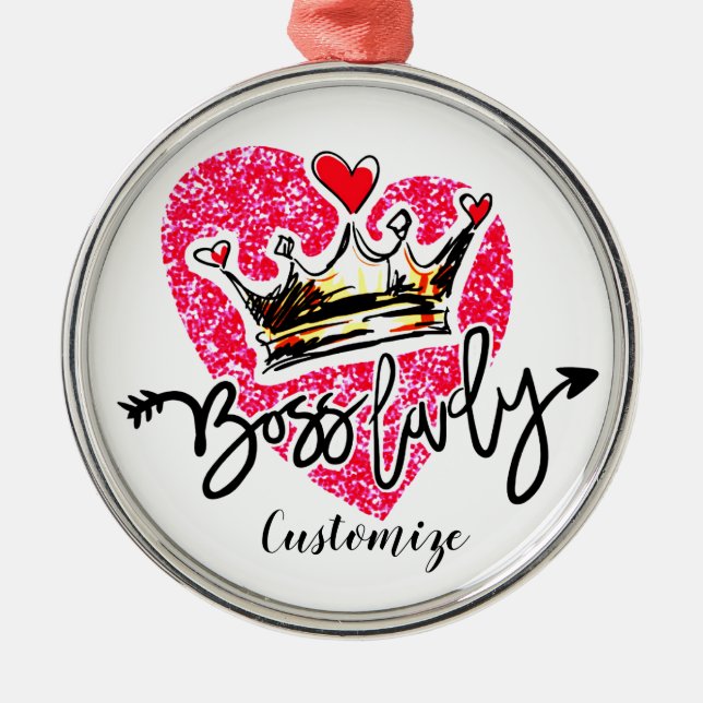 Personalised Boss Lady Metal Tree Decoration (Front)