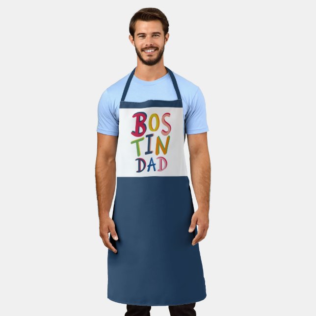 Personalised Bostin Dad Black Country Apron (Worn)