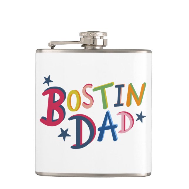 Personalised Bostin Dad Black Country Hip Flask (Front)