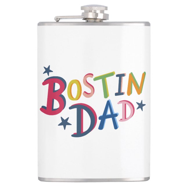 Personalised Bostin Dad Black Country Hip Flask (Front)