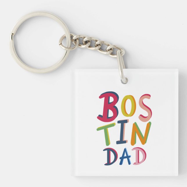 Personalised Bostin Dad Black Country Key Ring (Front)