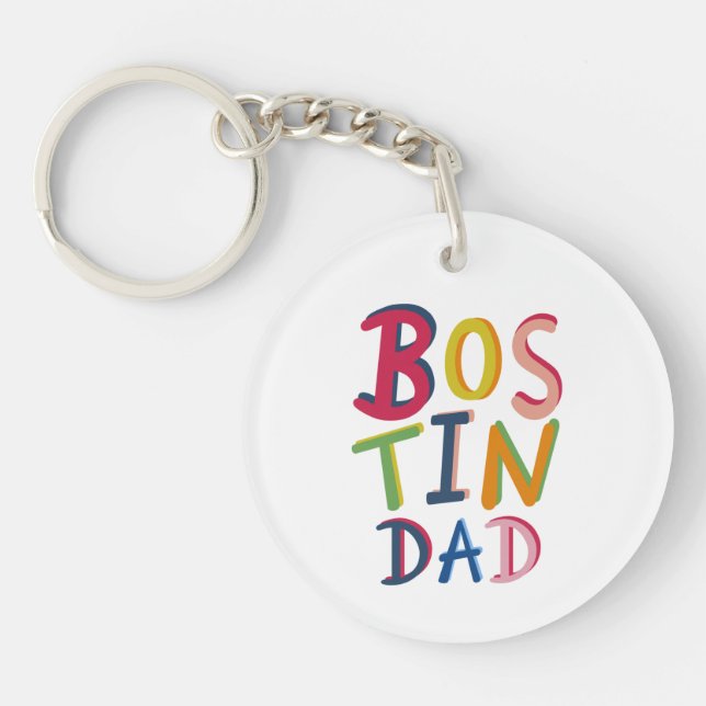 Personalised Bostin Dad Black Country Key Ring (Front)