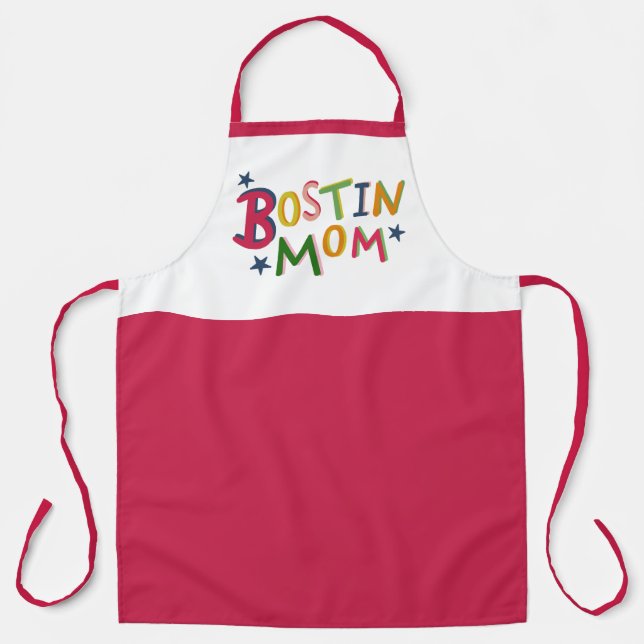 Personalised Bostin Mom Black Country Apron (Front)