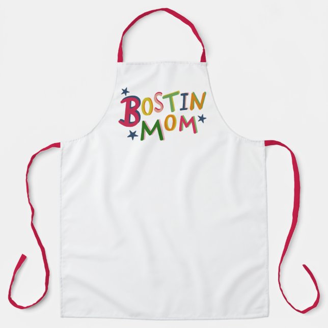Personalised Bostin Mom Black Country Apron (Front)