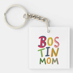 Personalised Bostin Mom Black Country Key Ring