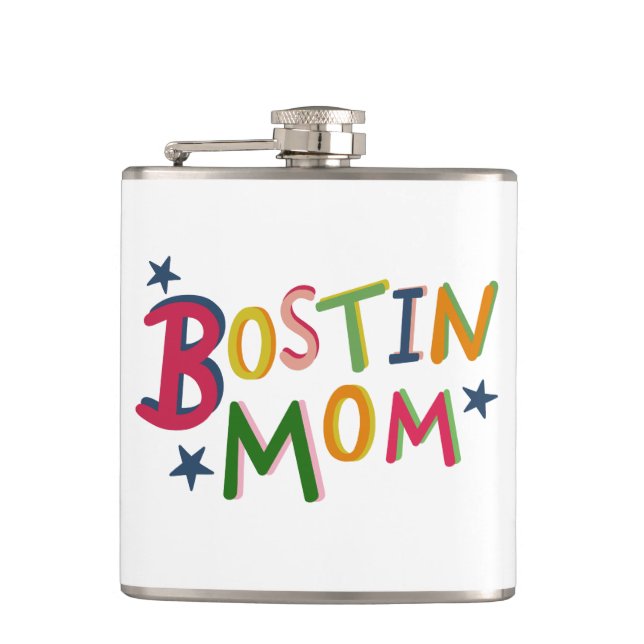Personalised Bostin Mum Black Country Hip Flask (Front)