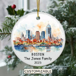 Personalised Boston Ornament, Massachusetts State Ceramic Tree Decoration<br><div class="desc">A Personalised Travel Souvenir Ornament designed to celebrate your unforgettable trip. Whether you went for work, enjoyed a romantic getaway, or took part in a school exchange program, this ornament commemorates a special moment you’ll always cherish and want to remember for years to come. Celebrate the year you travelled, whether...</div>