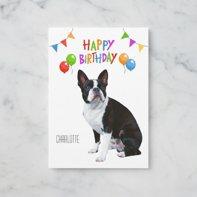 Personalised Boston Terrier Birthday Card (The perfect card for every Boston Terrier fan.)