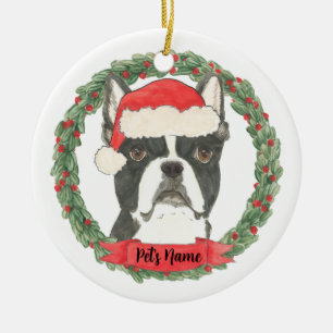 Personalised Boston Terrier Christmas Ceramic Tree Decoration