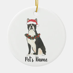 Personalised Boston Terrier Christmas Ceramic Tree Decoration