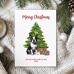 Personalised Boston Terrier Dog Christmas Holiday Card