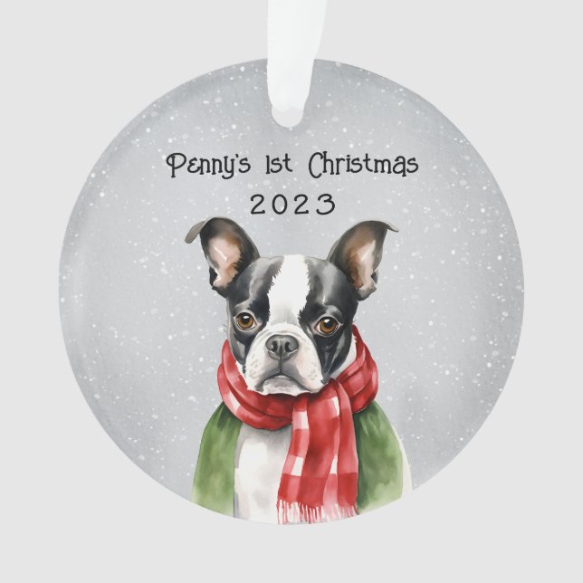 Personalised Boston Terrier Ornament (Front)