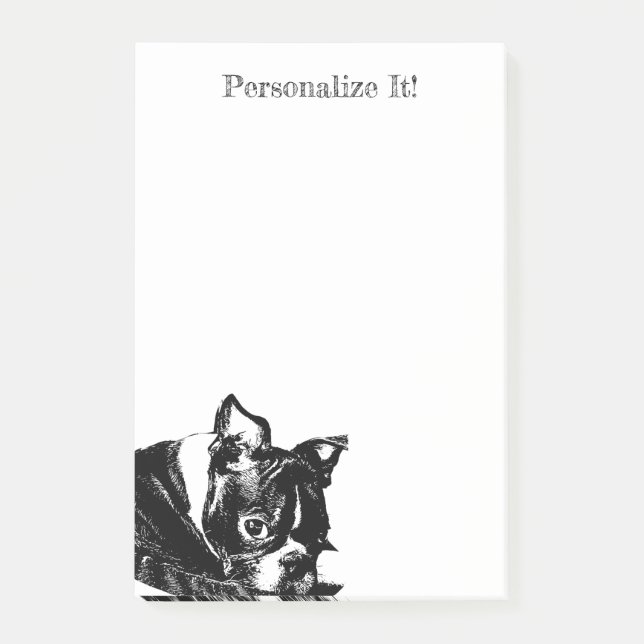 Personalised Boston Terrier Post-it Notes (Front)