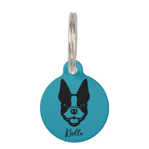 Personalised Boston Terrier Round Pet Tag