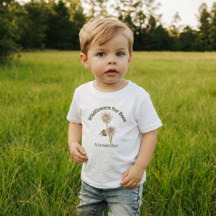 Personalised Botanical Bee Earthy Wildflowers Toddler T-Shirt