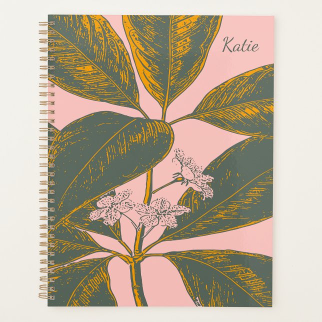 Personalised Botanical Blush Gold Undated Organise Planner (Front)