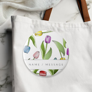 Personalised Botanical Colourful Tulip Flower 7.5 Cm Round Badge