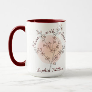 Personalised Botanical Custom Name Birth Flower Mug