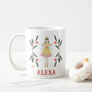 Personalised Botanical Cute Ballerina Christmas Coffee Mug