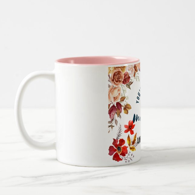 Personalised Botanical Floral Mug For Mum (Left)