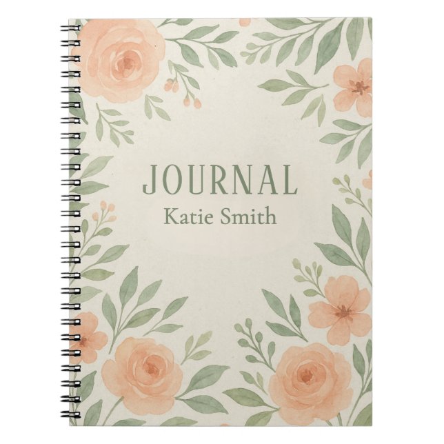 Personalised Botanical Floral Watercolor  Notebook (Front)