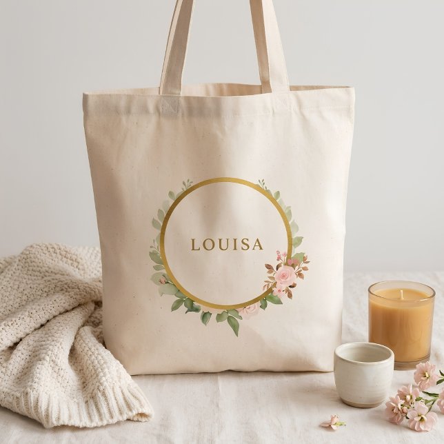 Personalised Botanical Gold Rose Tote Bag (Creator Uploaded)
