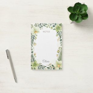Personalised Botanical Greenery Floral Sticky Note