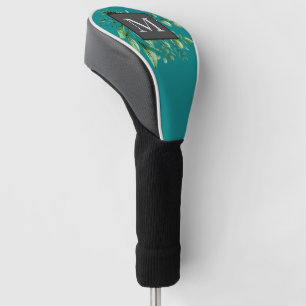 Personalised Botanical Greenery Turquoise Monogram Golf Head Cover
