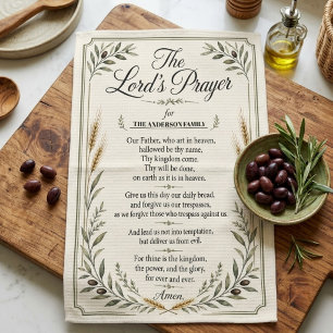 Personalised Botanical Lord’s Prayer Family Tea Towel