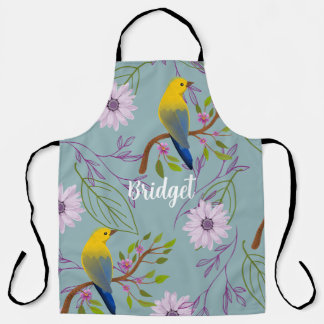 Personalised Botanical Pretty Birds Floral  Apron