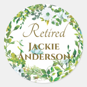 Personalised Botanical RETIRED Retirement Stickers
