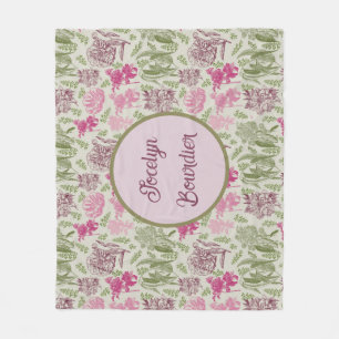 Personalised Botanical Sage Peony Eucalyptus  Fleece Blanket