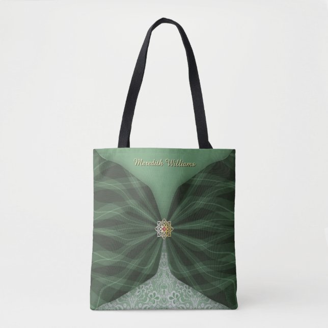Personalised Botanical Tree Jewel Textile Illusion Tote Bag (Front)