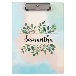 Personalised Botanical Watercolor with Name Clipboard