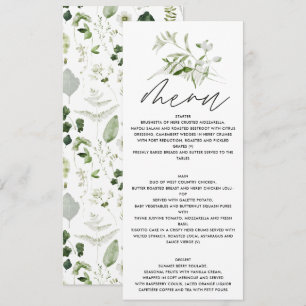 Personalised Botanical Wedding Elegant Greenery Menu