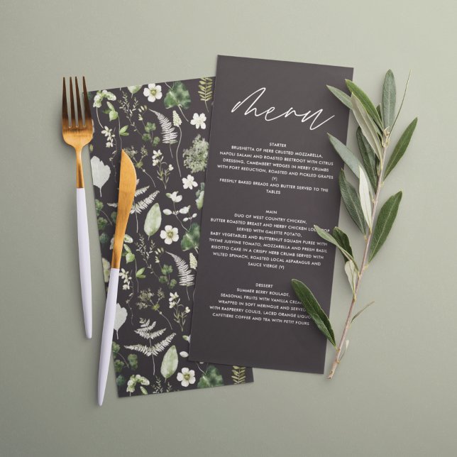 Personalised Botanical Wedding Elegant Greenery Menu (Creator Uploaded)