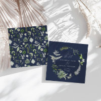 Personalised Botanical Wedding Navy Blue Floral