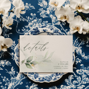 Personalised Botanical Wedding Navy Blue RSVP Card