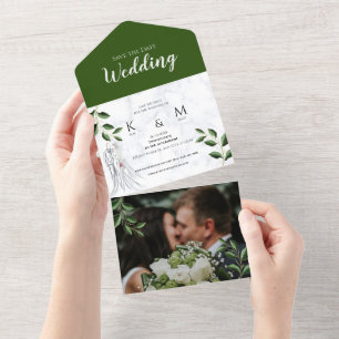 Personalised Botanical Wedding Photo Announcement