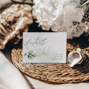 Personalised Botanical Wedding Sage Green details Card