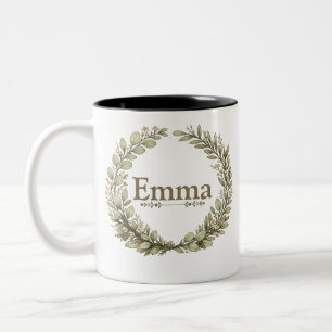 Personalised Botanical Wreath Mug Custom Name Co