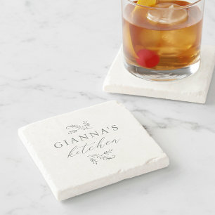 Personalised Botanical Your Name's Kitchen Stone Coaster