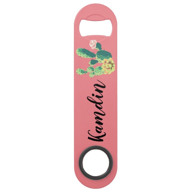 Personalised Bottle Opener Bohemian Cactus Succule (Front)