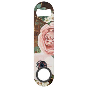 Personalised Bottle Opener Geometric Garden Rose