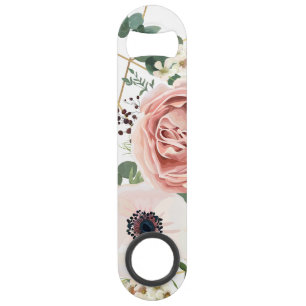 Personalised Bottle Opener Geometric Garden Rose