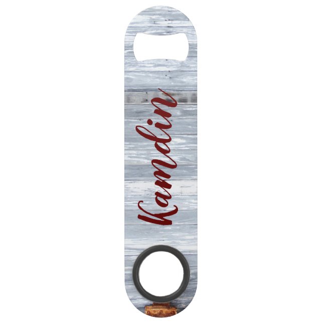 Personalised Bottle Opener White Wash Wood Barn Do (Front)