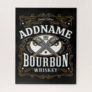 Personalised Bourbon Vintage Guns Whiskey Label Jigsaw Puzzle