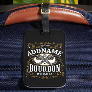 Personalised Bourbon Vintage Guns Whiskey Label Luggage Tag