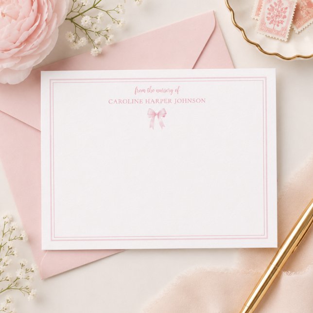 Personalised Bow Baby Shower Notecards (Creator Uploaded)