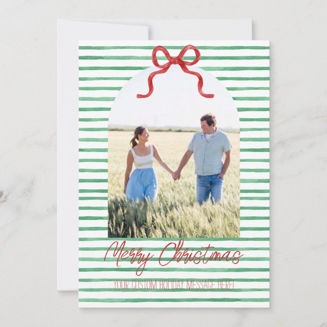 Personalised Bow Christmas Card  (Front)